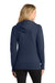 Port & Company LPC78ZH Womens Core Pill Resistant Fleece Full Zip Hooded Sweatshirt Hoodie w/ Pockets Navy Blue Model Back