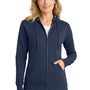 Port & Company Womens Core Pill Resistant Fleece Full Zip Hooded Sweatshirt Hoodie w/ Pockets - Navy Blue