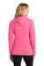 Port & Company LPC78ZH Womens Core Pill Resistant Fleece Full Zip Hooded Sweatshirt Hoodie w/ Pockets Neon Pink Model Back