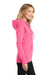 Port & Company LPC78ZH Womens Core Pill Resistant Fleece Full Zip Hooded Sweatshirt Hoodie w/ Pockets Neon Pink Model Side