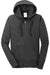 Port & Company LPC78ZH Womens Core Pill Resistant Fleece Full Zip Hooded Sweatshirt Hoodie w/ Pockets Heather Dark Grey Flat Front