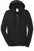 Port & Company LPC78ZH Womens Core Pill Resistant Fleece Full Zip Hooded Sweatshirt Hoodie w/ Pockets Jet Black Flat Front