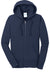 Port & Company LPC78ZH Womens Core Pill Resistant Fleece Full Zip Hooded Sweatshirt Hoodie w/ Pockets Navy Blue Flat Front