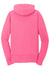 Port & Company LPC78ZH Womens Core Pill Resistant Fleece Full Zip Hooded Sweatshirt Hoodie w/ Pockets Neon Pink Flat Back