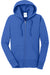 Port & Company LPC78ZH Womens Core Pill Resistant Fleece Full Zip Hooded Sweatshirt Hoodie w/ Pockets Royal Blue Flat Front