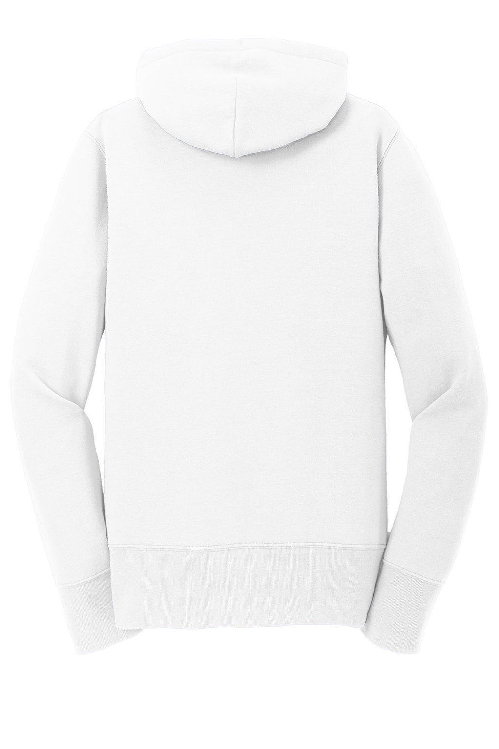Port & Company LPC78ZH Womens Core Pill Resistant Fleece Full Zip Hooded Sweatshirt Hoodie w/ Pockets White Flat Back