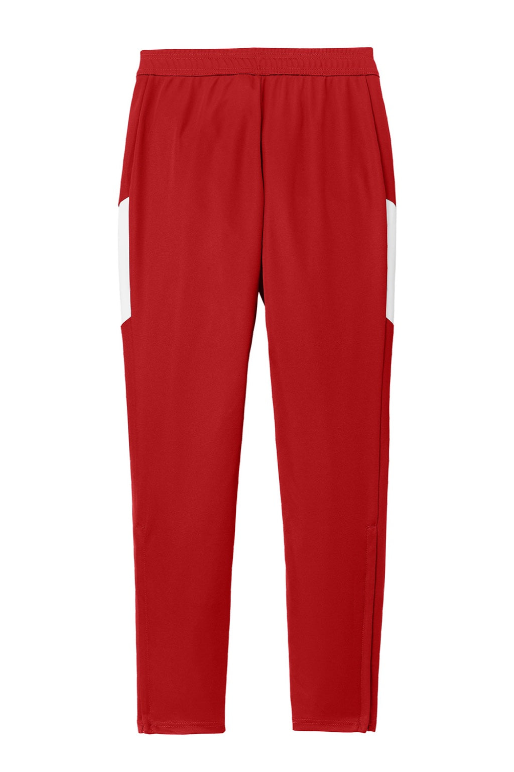 Sport-Tek LPST800 Womens Moisture Wicking Travel Pants w/ Pockets Deep Red/White Flat Back