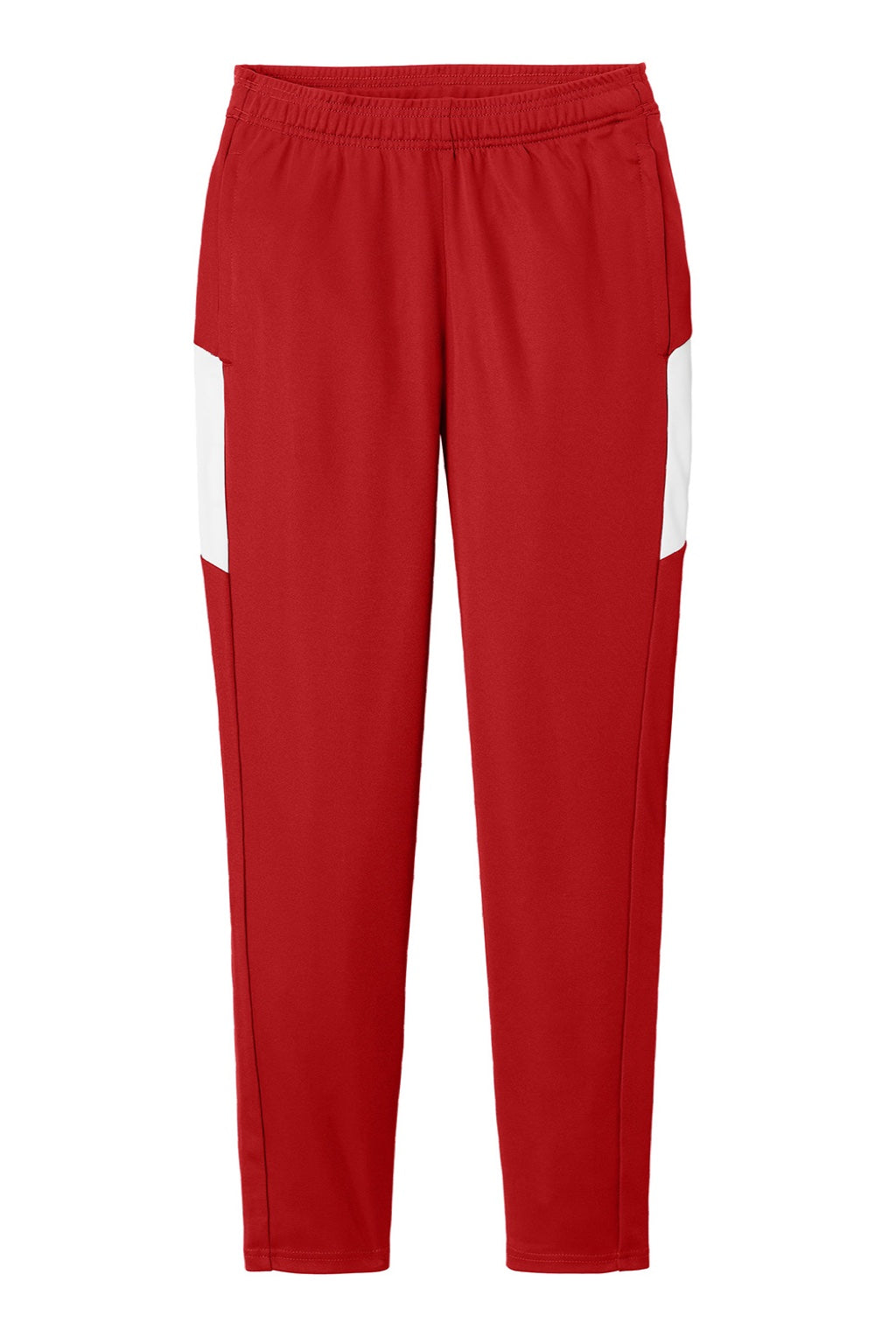 Sport-Tek LPST800 Womens Moisture Wicking Travel Pants w/ Pockets Deep Red/White Flat Front