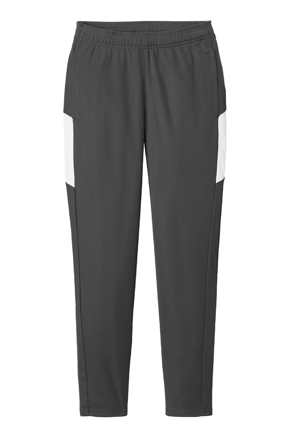 Sport-Tek LPST800 Womens Moisture Wicking Travel Pants w/ Pockets Iron Grey/White Flat Front