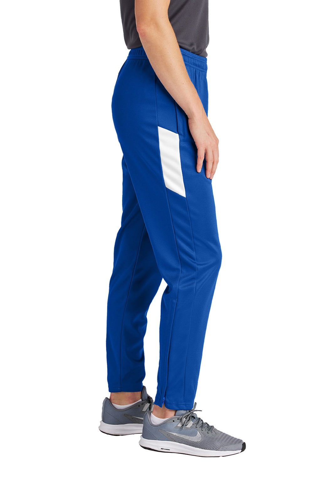 Sport-Tek LPST800 Womens Moisture Wicking Travel Pants w/ Pockets True Royal Blue/White Model Side