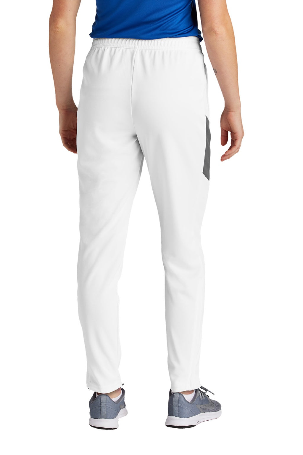Sport-Tek LPST800 Womens Moisture Wicking Travel Pants w/ Pockets White/Iron Grey Model Back