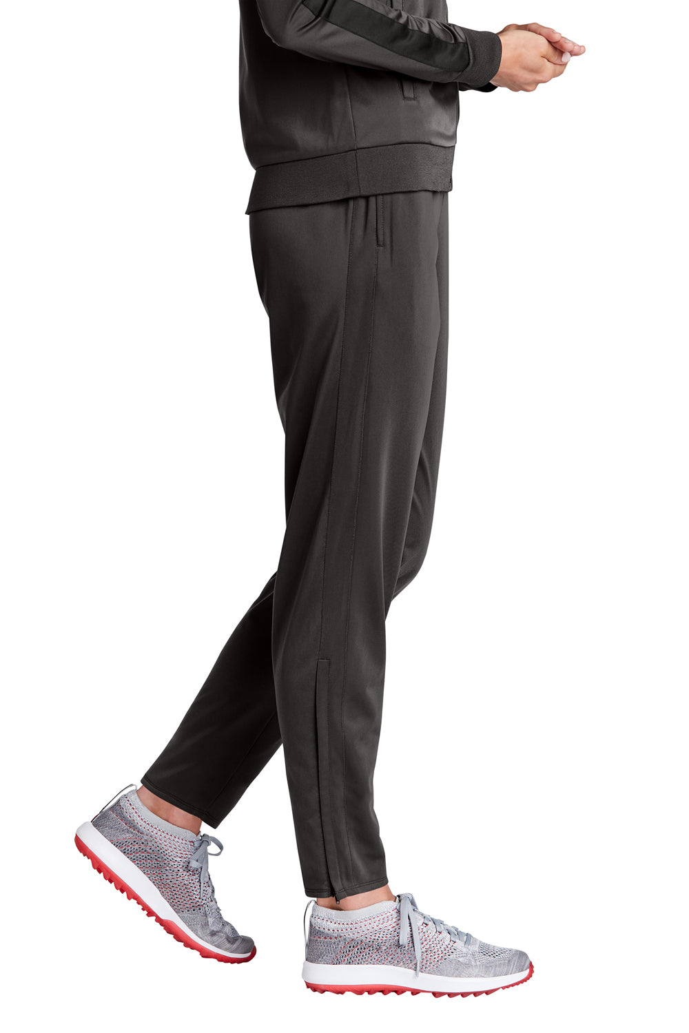 Sport-Tek LPST95 Womens Tricot Track Pants w/ Pockets Graphite Grey Model Side