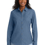 Port & Company Womens Denim Long Sleeve Button Down Shirt - Faded Blue