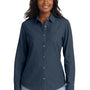 Port & Company Womens Denim Long Sleeve Button Down Shirt - Ink Blue