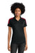 Sport-Tek LST104 Womens Moisture Wicking Competitor United Short Sleeve Polo Shirt Black/Deep Red Model Front