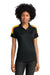 Sport-Tek LST104 Womens Moisture Wicking Competitor United Short Sleeve Polo Shirt Black/Gold Model Front