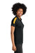 Sport-Tek LST104 Womens Moisture Wicking Competitor United Short Sleeve Polo Shirt Black/Gold Model Side