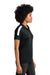 Sport-Tek LST104 Womens Moisture Wicking Competitor United Short Sleeve Polo Shirt Black/White Model Side