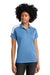 Sport-Tek LST104 Womens Moisture Wicking Competitor United Short Sleeve Polo Shirt Carolina Blue/White Model Front
