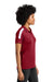 Sport-Tek LST104 Womens Moisture Wicking Competitor United Short Sleeve Polo Shirt Deep Red/White Model Side