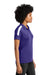 Sport-Tek LST104 Womens Moisture Wicking Competitor United Short Sleeve Polo Shirt Purple/White Model Side