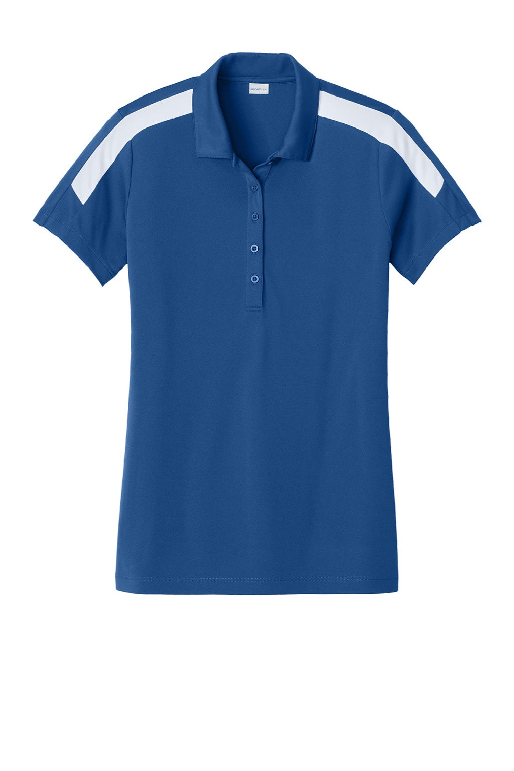 Sport-Tek LST104 Womens Moisture Wicking Competitor United Short Sleeve Polo Shirt Royal Blue/White Flat Front
