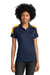 Sport-Tek LST104 Womens Moisture Wicking Competitor United Short Sleeve Polo Shirt True Navy Blue/Gold Model Front