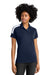 Sport-Tek LST104 Womens Moisture Wicking Competitor United Short Sleeve Polo Shirt True Navy Blue/White Model Front