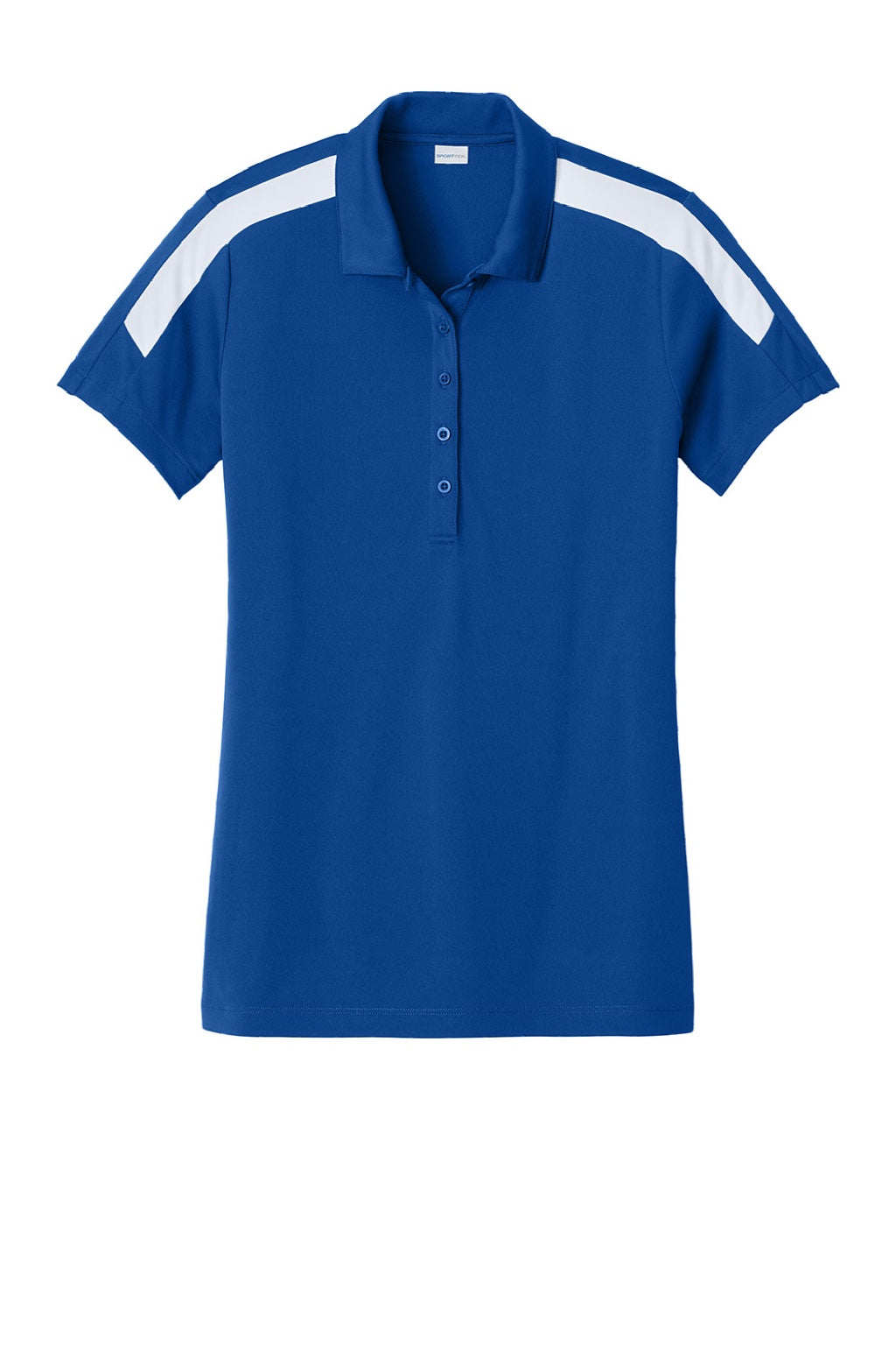 Sport-Tek LST104 Womens Moisture Wicking Competitor United Short Sleeve Polo Shirt True Royal Blue/White Flat Front