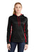 Sport-Tek LST235 Womens Sport-Wick Moisture Wicking Fleece Hooded Sweatshirt Hoodie w/ Pouch Pocket Black/Deep Red Model Front