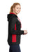 Sport-Tek LST235 Womens Sport-Wick Moisture Wicking Fleece Hooded Sweatshirt Hoodie w/ Pouch Pocket Black/Deep Red Model Side