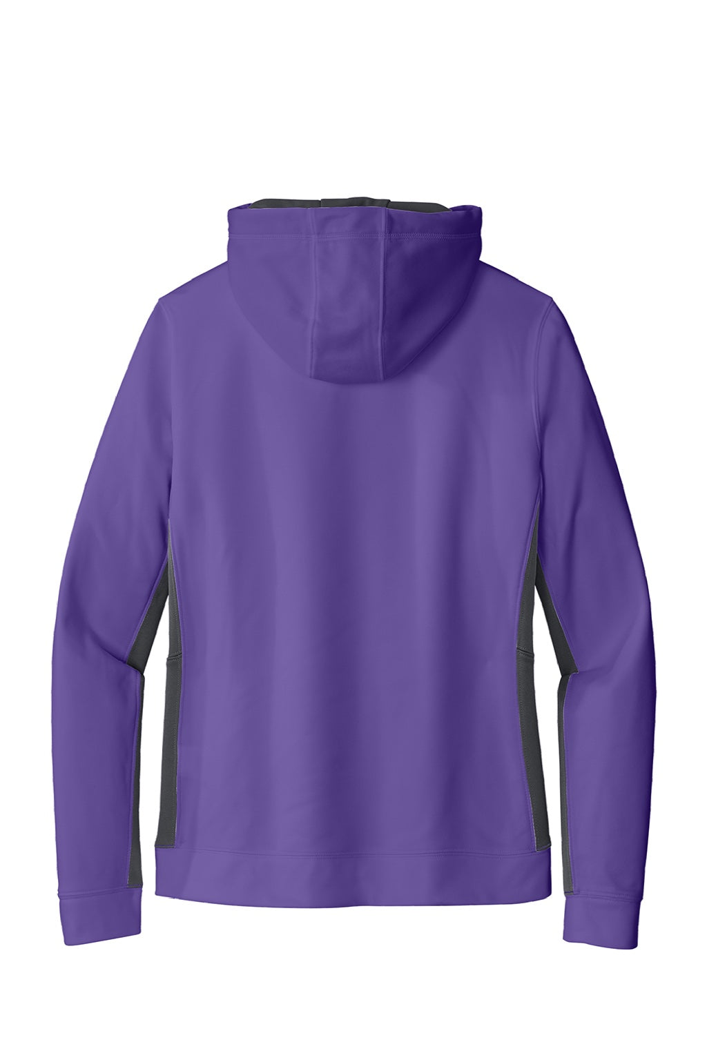 Sport-Tek LST235 Womens Sport-Wick Moisture Wicking Fleece Hooded Sweatshirt Hoodie w/ Pouch Pocket Purple/Dark Smoke Grey Flat Back