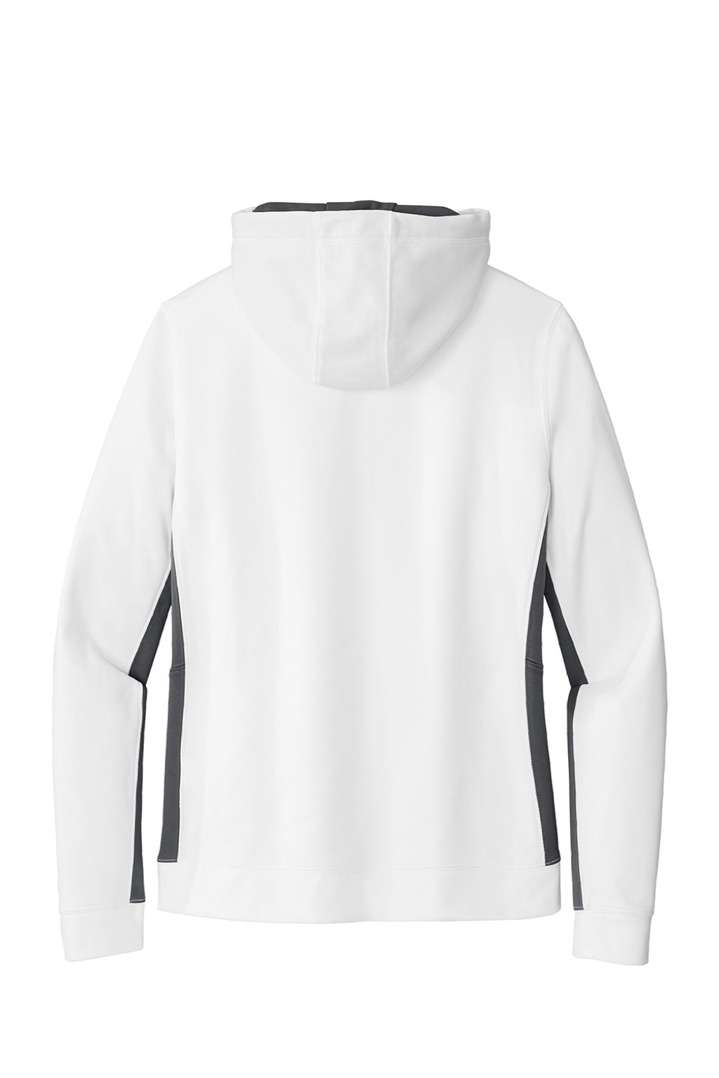 Sport-Tek LST235 Womens Sport-Wick Moisture Wicking Fleece Hooded Sweatshirt Hoodie w/ Pouch Pocket White/Dark Smoke Grey Flat Back