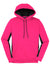 Sport-Tek LST235 Womens Sport-Wick Moisture Wicking Fleece Hooded Sweatshirt Hoodie w/ Pouch Pocket Neon Pink/Black Flat Front