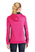Sport-Tek LST235 Womens Sport-Wick Moisture Wicking Fleece Hooded Sweatshirt Hoodie w/ Pouch Pocket Neon Pink/Black Model Back