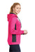Sport-Tek LST235 Womens Sport-Wick Moisture Wicking Fleece Hooded Sweatshirt Hoodie w/ Pouch Pocket Neon Pink/Black Model Side