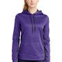 Sport-Tek Womens Sport-Wick Moisture Wicking Fleece Hooded Sweatshirt Hoodie w/ Pouch Pocket - Purple/Dark Smoke Grey - Closeout