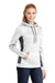 Sport-Tek LST235 Womens Sport-Wick Moisture Wicking Fleece Hooded Sweatshirt Hoodie w/ Pouch Pocket White/Dark Smoke Grey Model 3q