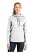 Sport-Tek LST235 Womens Sport-Wick Moisture Wicking Fleece Hooded Sweatshirt Hoodie w/ Pouch Pocket White/Dark Smoke Grey Model Front