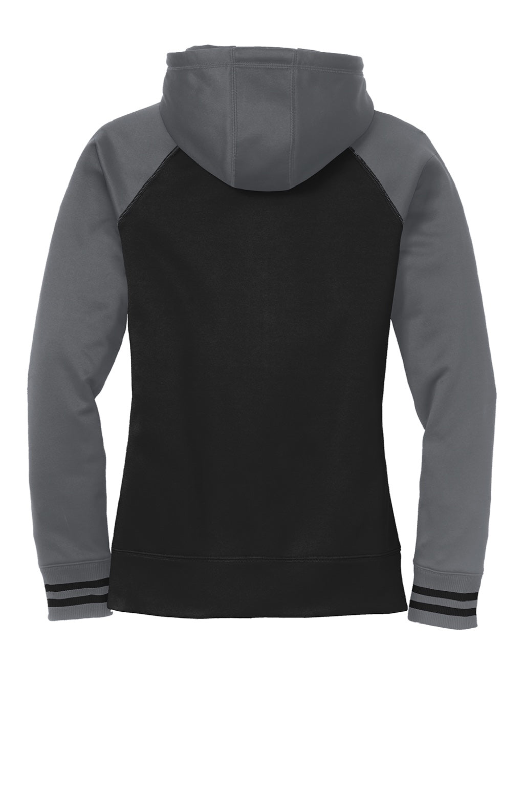 Sport-Tek LST236 Womens Sport-Wick Moisture Wicking Fleece Hooded Sweatshirt Hoodie w/ Pockets Black/Dark Smoke Grey Flat Back