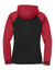 Sport-Tek LST236 Womens Sport-Wick Moisture Wicking Fleece Hooded Sweatshirt Hoodie w/ Pockets Black/Deep Red Flat Back