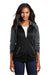 Sport-Tek LST236 Womens Sport-Wick Moisture Wicking Fleece Hooded Sweatshirt Hoodie w/ Pockets Black/Dark Smoke Grey Model Front