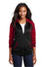 Sport-Tek LST236 Womens Sport-Wick Moisture Wicking Fleece Hooded Sweatshirt Hoodie w/ Pockets Black/Deep Red Model Front