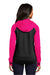 Sport-Tek LST236 Womens Sport-Wick Moisture Wicking Fleece Hooded Sweatshirt Hoodie w/ Pockets Black/Neon Pink Model Back