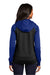 Sport-Tek LST236 Womens Sport-Wick Moisture Wicking Fleece Hooded Sweatshirt Hoodie w/ Pockets Black/True Royal Blue Model Back