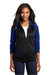 Sport-Tek LST236 Womens Sport-Wick Moisture Wicking Fleece Hooded Sweatshirt Hoodie w/ Pockets Black/True Royal Blue Model Front