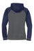 Sport-Tek LST236 Womens Sport-Wick Moisture Wicking Fleece Hooded Sweatshirt Hoodie w/ Pockets Dark Smoke Grey/Navy Blue Flat Back