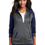 Sport-Tek Womens Sport-Wick Moisture Wicking Fleece Hooded Sweatshirt Hoodie w/ Pockets - Dark Smoke Grey/Navy Blue
