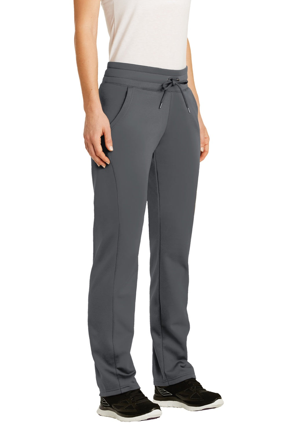 Sport-Tek LST237 Womens Sport Wick Moisture Wicking Fleece Sweatpants w/ Pockets Dark Smoke Grey Model 3Q