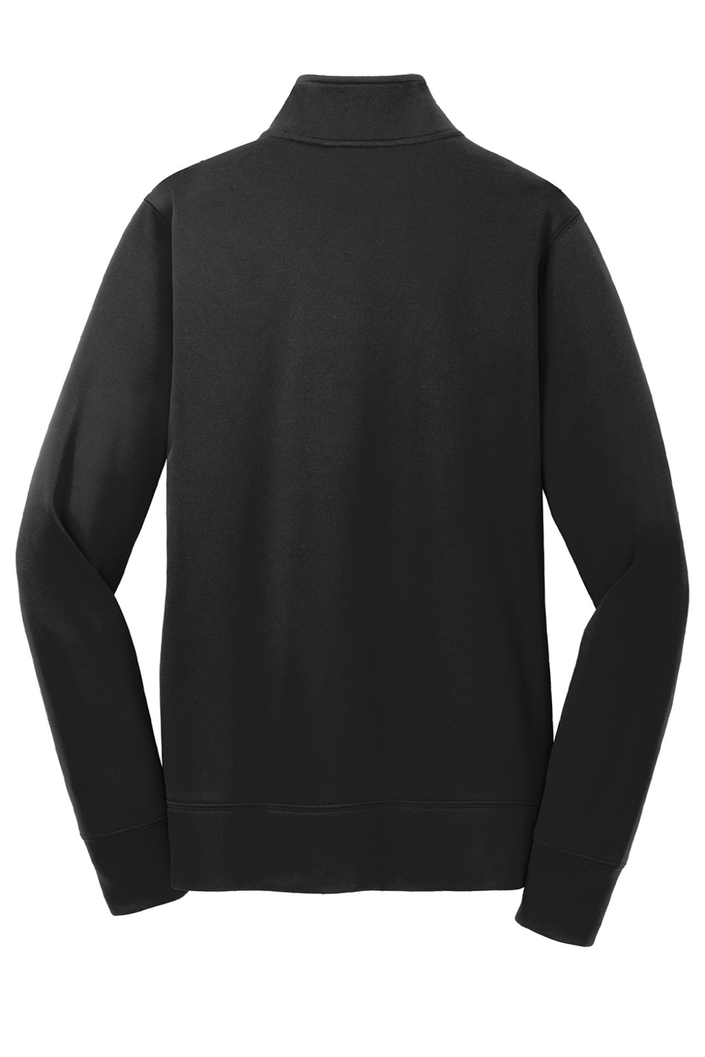 Sport-Tek LST241 Womens Sport-Wick Moisture Wicking Fleece Full Zip Sweatshirt w/ Pockets Black Flat Back